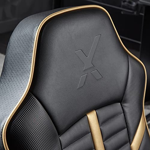 X-Rocker Olympus 4.1 Gaming Chair, Wireless and Bluetooth Speakers for Video Games, Faux Leather - Black/Gold