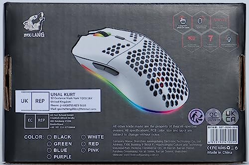 Wired Gaming Mouse, 6 RGB Lighting 6400 DPI Programmable USB Gaming Mice with 6 buttons, Honeycomb Shell Ergonomic Design for PC Gamers and Xbox and PS4 Users -White