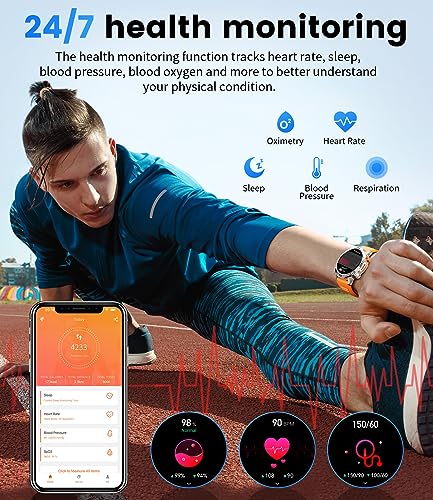 SIEMORL Smart Watch for Men, 1.43“ AMOLED Touch Screen with Answer/Make Calls Fitness Tracker Watch with Heart Rate Monitor,Pedometer,100 Sports Modes,IP68 Waterproof Smartwatch for Android iOS