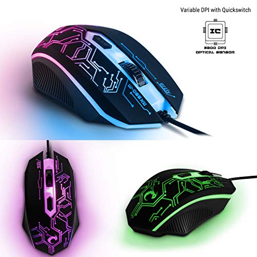 Gaming Keyboard and Mouse and Mouse pad and Gaming Headset, Wired LED RGB Backlight Bundle for PC Gamers Users - 4 in 1 Gift Box Edition Hornet RX-250