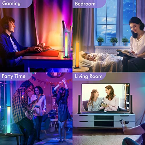 2PCS Smart LED Light Bars,Bluetooth Smart Ambient Lighting TV with 16 Million Colors,RGB Gaming Light with APP Remote Control,Sync to Music Rainbow RGB Light Bars for TV,PC,Party,Car,Movies,Room