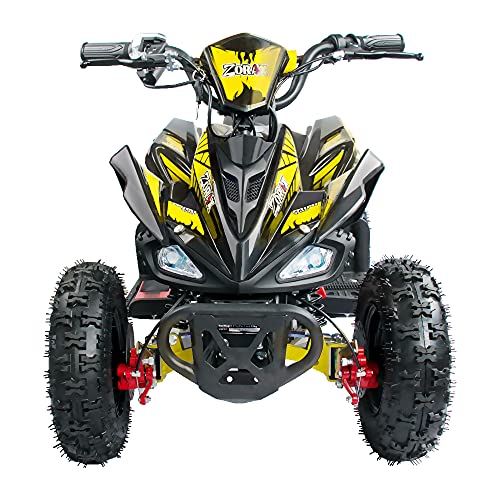 Zorax 36V 1000W Yellow 6'' Tyre Battery Powered Kids Mini ATV Quad Bike (Foot Brake - 3 Speeds - LED Light - Forward/Neutral/Reverse - CE Approved - MAX Capacity: 65KGS) Children's Electric Ride on