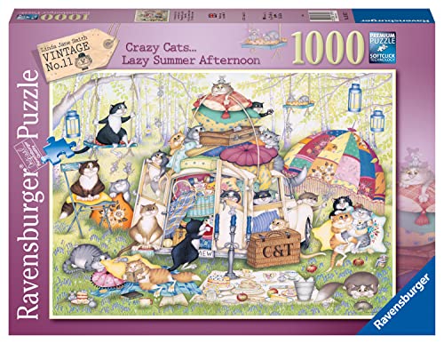 Ravensburger Crazy Cats Lazy Summer Afternoon 1000 Piece Jigsaw Puzzle for Adults & Kids Age 12 Years Up
