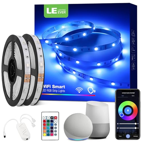 LE Alexa Smart LED Strip Light 10M (5Mx2) 300 LEDs, WiFi RGB LED Lights for Bedroom, Smart Life App Control, Works with Alexa & Google Assistant, Colour Changing Strip Lights for Kitchen Christmas