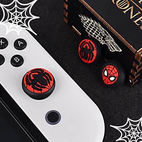 DLseego Thumb Grips Caps For Switch/Switch Lite/Switch OLED Joy Con Cool Movie Comic Hero Console Analog Joystick Protective Cover Cartoon Button Cap - Red and Black(4PCS)