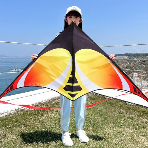 HONBO Delta Kite for Kids & Adults, Extremely Easy to Fly Kite, Best Kite for Beginner (Orange)