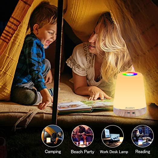 Æxalon Smart LED Night Light, Upgraded Touch Control Bedside Table Lamp, RGB Color Changing Modes, Type C USB Rechargeable Night Lights for Kids, Baby, Teens, Girls, Boys, Bedroom, Camping, Office