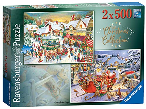 Ravensburger Collection No.1 Market & Santa’s Christmas Supper 2X 500 Piece Jigsaw Puzzles for Adults and Kids Age 10 Years Up