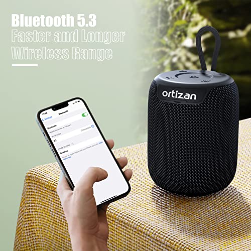 Ortizan Bluetooth Speaker Mini Portable Wireless Bluetooth Speaker with 15W Enhanced Bass, Outdoor Speakers IPX7 Waterproof, 1000 Min Playtime, Durable Loud Wireless Speaker for Travel