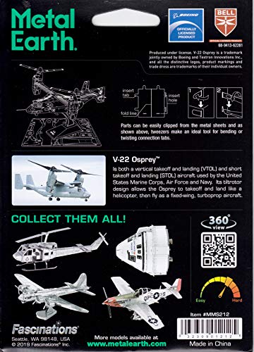 Metal Earth V-22 Osprey 3D Laser Cut Miniature Model Plane Kit MMS212 Age 14 p