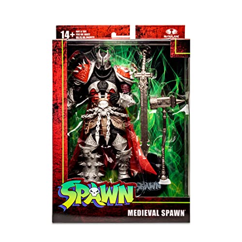 McFarlane Toys, Spawn Comic 7-inch Medieval Spawn Action Figure with 22 Moving Parts, Collectible Figure with Accessories and Collectors Stand Base – Ages 12+