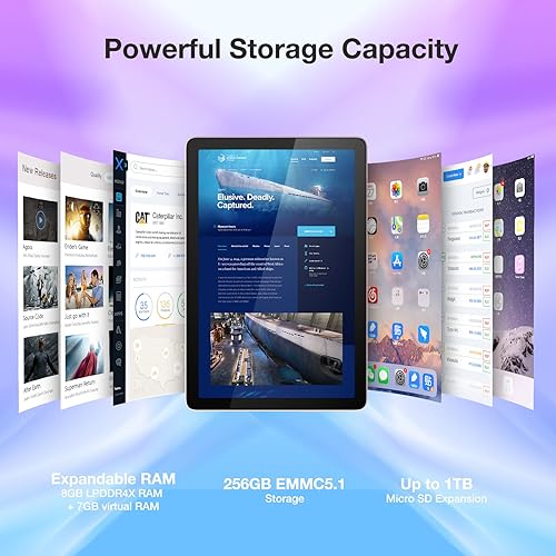 DOOGEE T10PRO Tablet 10.1 Inch FHD+, 15GB RAM + 256GB ROM TF 1TB, 8580mAh Battery Octa-Core Android 12 Tablet PC with Dual 4G, 13MP + 8MP Cameras, 2.4/5G WiFi TÜV Certified, Black