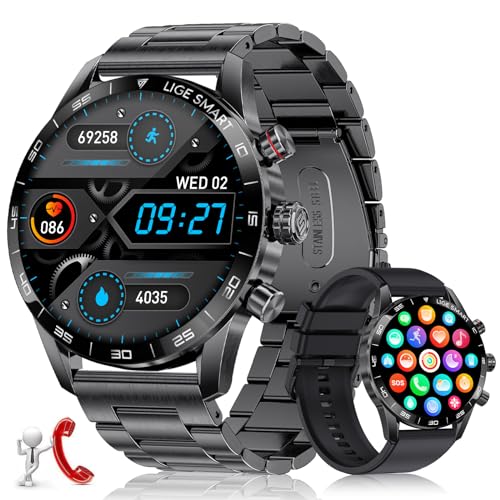 BANGWEI Smart Watch for Men Women,1.39" Smartwatch with Bluetooth Phone Call, 24/7 Heart Rate/SpO2, IP68 Waterproof, Metal Strap Smart Watch compatible Android iOS, 110+ Sport Modes, 200+ Watch Faces
