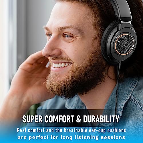 Philips SHP9600 Wired, Over-Ear, Headphones, Comfort Fit, Open-Back 50 mm Neodymium Drivers (SHP9600/00) - Black