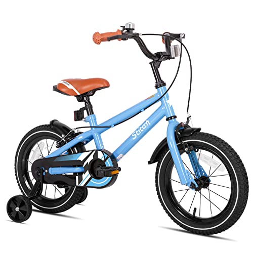 STITCH 14 Inch Kids Bike for 3-5 Ages Boys, 14" Wheels Bike for Boys With Stabilisers, Blue…