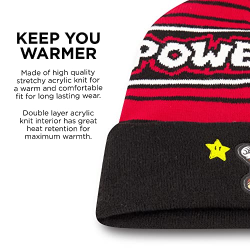 Nintendo Boys' Winter Hat and Kids Gloves Set, Super Mario Beanie for Ages 4-7, Red/Black, Age
