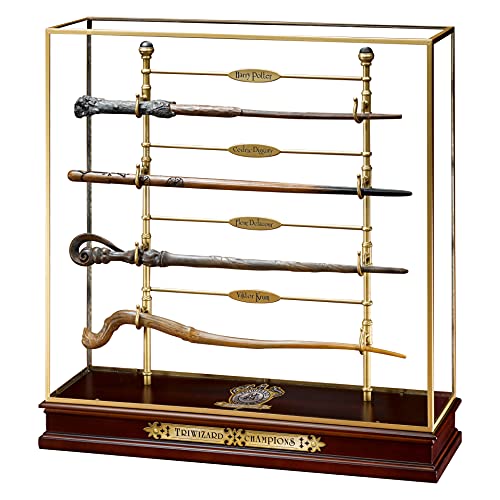 The Noble Collection Harry Potter Triwizard Champions Wand Set - 17in (44cm) With Display Case 4 Resin Collectible Wands - Officially Licensed Film Set Movie Props Gifts