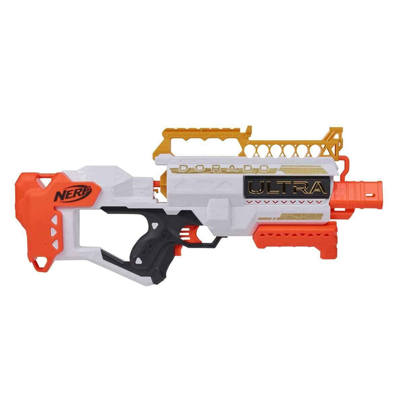 Nerf Ultra Dorado Motorised Blaster, Gold Accents, Fast-Back Loading, 12 Darts, Compatible Only Ultra Darts, 7.62 x 63.5 x 26.67 cm, F2017