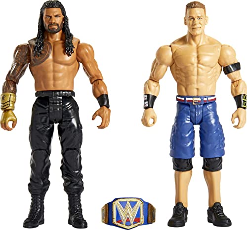 Mattel WWE Roman Reigns vs John Cena Championship Showdown Action Figure 2-Pack with Universal Championship, 6-inch