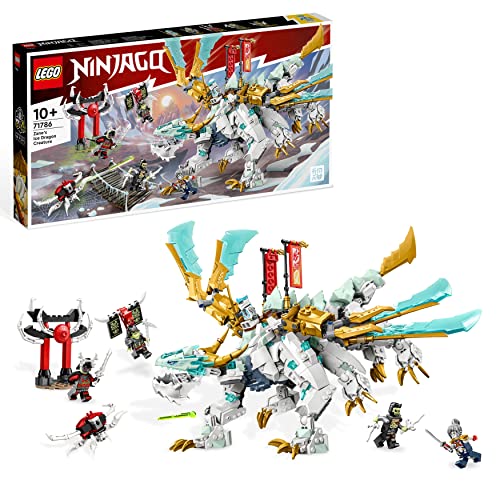 LEGO 71786 NINJAGO Zane’s Ice Dragon Creature 2in1 Dragon Toy to Action Figure Warrior, Model Building Kit, Construction Set for Kids, Boys & Girls with 5 Minifigures