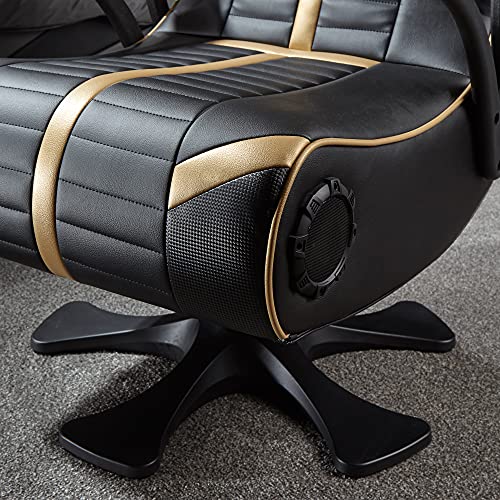 X-Rocker Olympus 4.1 Gaming Chair, Wireless and Bluetooth Speakers for Video Games, Faux Leather - Black/Gold