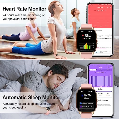 Smart Watch for Women Men Answer/Make Calls, 1.85" Fitness Watch with Heart Rate Sleep Monitor, Step Counter, 100+ Sports, IP68 Waterproof Fitness Smartwatches Compatible with Android IOS
