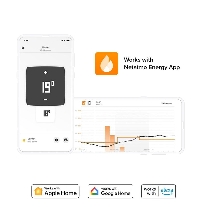 Netatmo Connected and Smart Energy Saving Thermostat - Wi-Fi - Reduce Bills & Control Heating Remotely by App, Compatible with Individual Boilers, NTH01-AMZ