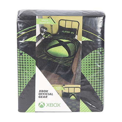 Coco Moon Xbox Green Black Blue Gaming Single Double or King Bed Duvet Bedding Set Genuine Microsoft Gamer Xbox Merchandise Gifts (Sphere, Single)