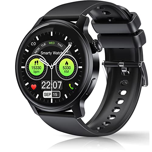 Goodatech Smart Watch for Men Women,Phone Call Smartwatch,IP68 Waterproof,Fitness Tracker, Pedometer,Message Notification,Health Monitor,Compatible with iOS Android Phones (Black)