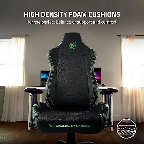 Razer Iskur - Premium Gaming Chair with Integrated Lumbar Support (Desk Chair / Office Chair, Multi-layer Synthetic Leather, Foam Padding, Head Pad, Height Adjustable) Black/Green | XL