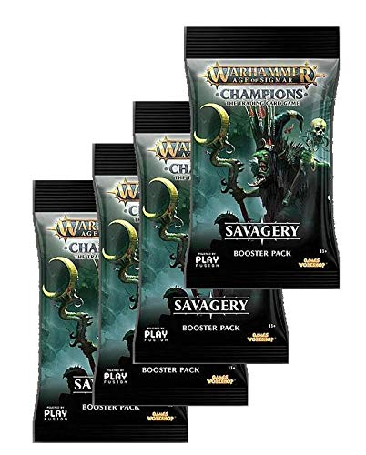 Play Fusion Warhammer Age of Sigmar - Champions - The Trading Card Game - Savagery Booster Pack x4