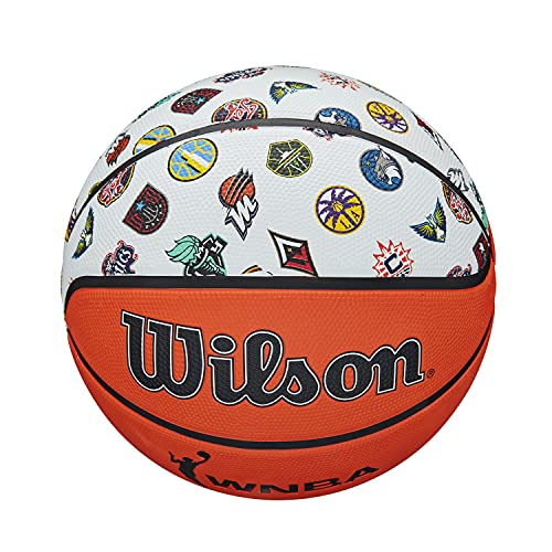 Wilson Basketball WNBA ALL TEAM, Outdoor, Rubber, Size: 6, Brown/White