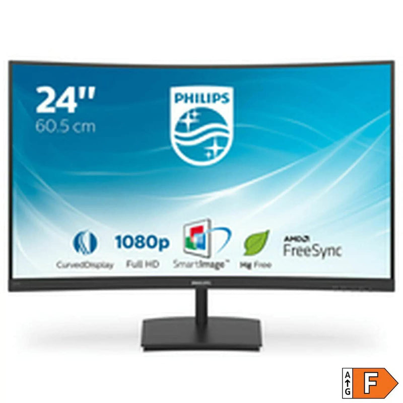 Philips 241E1SC - 24 Inch FHD Curved Monitor, 75Hz, VA, 4ms, AMD FreeSync, SmartImage, LowBlue Mode (1920 x 1080, 250 cd/m², HDMI/VGA)