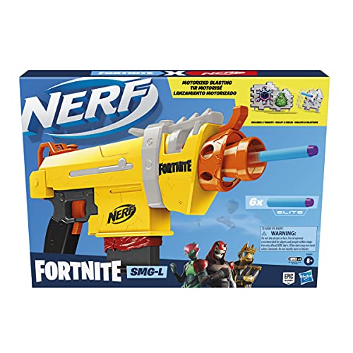 Nerf Fortnite SMG-L Motorized Blaster - Includes 3 Targets - with 6-Dart Clip Magazine and 6 Nerf Elite Darts