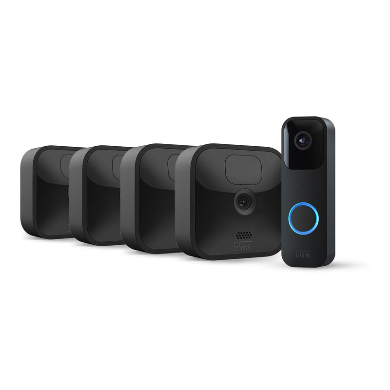 Blink Outdoor with two-year battery life | 4-Camera System + Blink Video Doorbell | HD Smart Security, motion detection, Alexa enabled, Blink Subscription Plan Free Trial