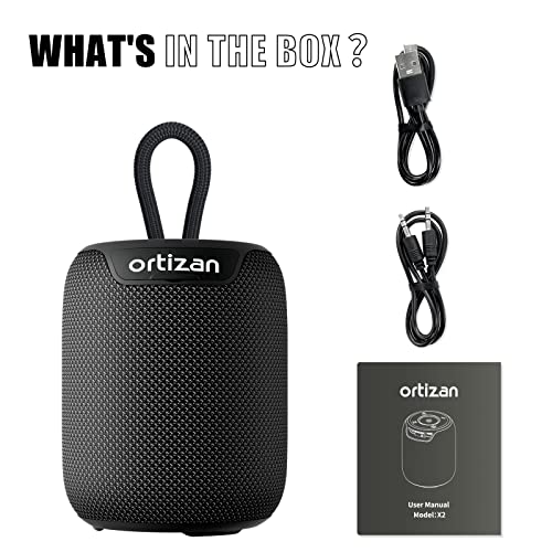 Ortizan Bluetooth Speaker Mini Portable Wireless Bluetooth Speaker with 15W Enhanced Bass, Outdoor Speakers IPX7 Waterproof, 1000 Min Playtime, Durable Loud Wireless Speaker for Travel