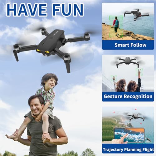 OBEST Lightweight Foldable Drone for Kids Adults with Camera, 720P HD FPV Foldable RC Quarcopter with Headless Mode, Tap Fly, 360 Degree Flips, Gesture Control, Gifts for Boys Girls-Black