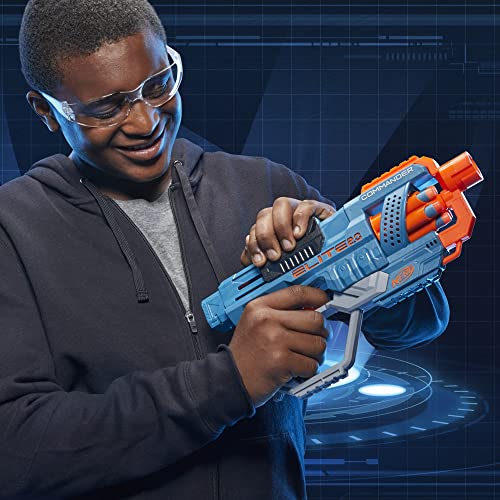 Nerf Elite 2.0 Commander RC-6 Blaster, 12 Nerf Elite Darts, 6-Dart Rotating Drum, Built-In Customizing Capabilities, Multi-coloured,One Size,E9485F03