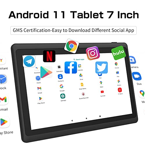 PRITOM 7 inch Tablet Android 11, 4GB(2+2 Expand), 32 GB, (Expandable 128GB) Tablet PC with Quad Core Processor, 3500 Mah, HD IPS Display, Dual Camera, WiFi, Bluetooth, Tablet with Black Case