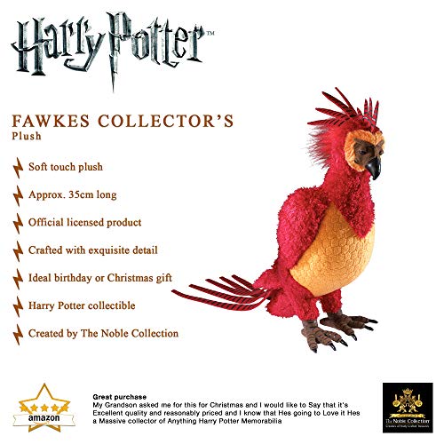 The Noble Collection Harry Potter Fawkes Collector's Plush - Officially Licensed 14in (35cm) Red & Gold Phoenix Plush Toy Dolls Gifts