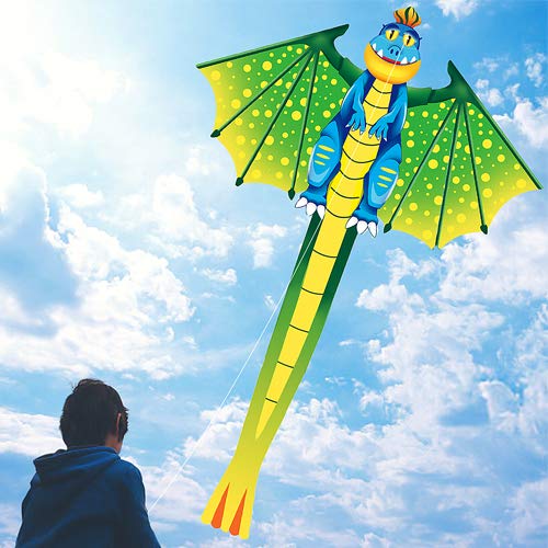 YongnKids Huge Kites for Children with Long Tail, Kites for Children and Adults Beach Camp Trip Outdoor Activties Games, Kids Kite Easy to Fly, Bag Easy to Carry & Assemble(Dinosaurs)