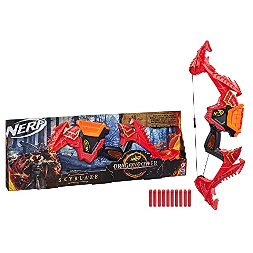 Nerf DragonPower Skyblaze Dart Bow - Dungeons and Dragons Dragon Bow Action with 10 Nerf Darts and 5-Dart Storage