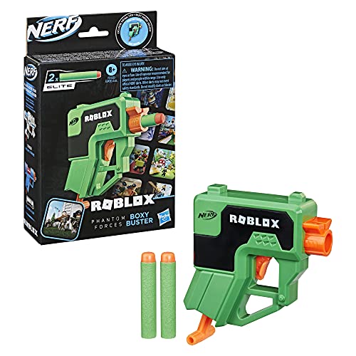 Nerf Roblox Phantom Forces: Boxy Buster Dart Blaster, Pull-Down Priming Handle, 2 Elite Darts, Code to Unlock in-Game Virtual Item Multicolor F2496