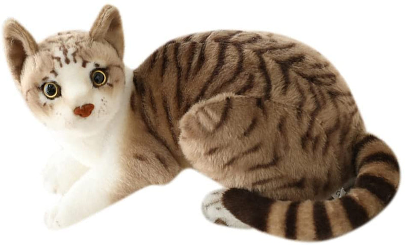 elemhome Plush Toys Soft Toys Stuffed Animals Cat Tabby Stuffed Animal Plush Realistic lifeLike Small Cats Cute Plush Toys for Kids Pet Birthday Gift (Tabby Cat 30cm)