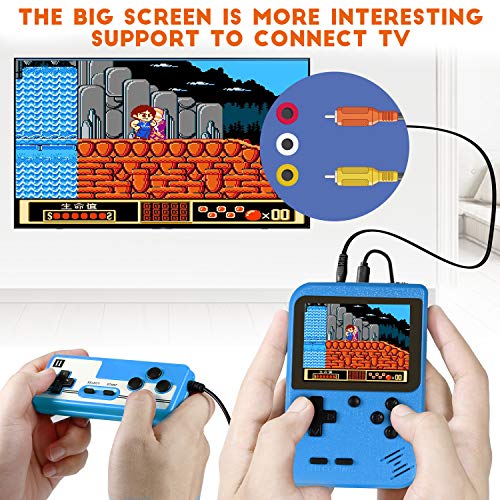 Hbaid Handheld Game Console, Retro Mini Game Player with 500 Classical Games 3.0-Inch Color Screen Support for Connecting TV Two players 1020mAh Rechargeable Battery Gift for Kids and Adult (Blue)