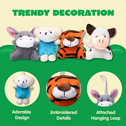 JOYIN 36 Pack Mini Animal Plush Toy Assortment 2.5-3”(6.4-7.6cm Each), Bulk Stuffed Animals Party Favors for Kids, Small Animals Plush Keychain Decoration, Carnival Prizes, Party Bag Fillers for Kids