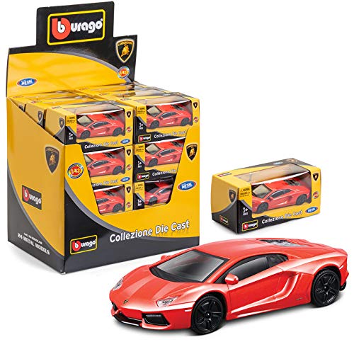 Bburago 1:43 Street FIRE Lamborghini Dispenser, Metal, Assorted Designs and Colours, one Size