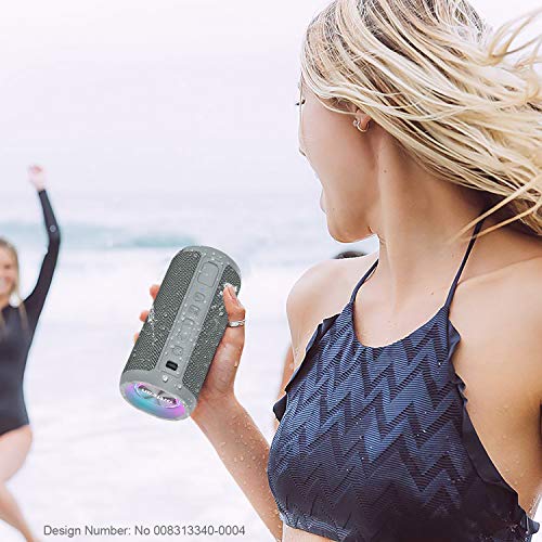 Ortizan Bluetooth Speaker, Portable Wireless Bluetooth Speakers With Led Light, Louder Volume & Enhanced Bass, IPX7 Waterproof, 30H Playtime, Durable Loud Speaker Bluetooth for Travel, Outdoor - Gray