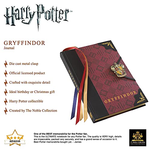 The Noble Collection Harry Potter Gryffindor Journal - 9.75in (25cm) Hardbound Lined with Gilded Edges and Die Cast Enameled Crest - Officially Licensed Film Set Movie Props Gifts