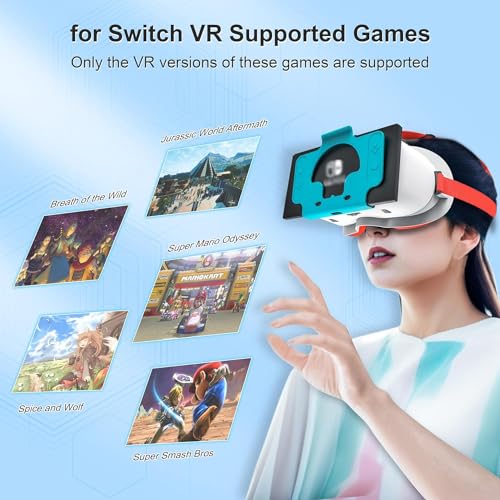 DEVASO VR Headset for Nintendo Switch & Switch OLED Model, 3D VR Glasses with Adjustable Lens for Virtual Reality Gaming Experience, Switch VR Labo Goggles Headset for Nintendo Switch